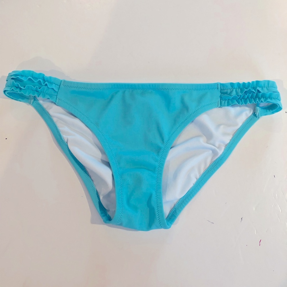 VICTORIA’S SECRET Aqua with Side Ruffles BIKINI BOTTOM S